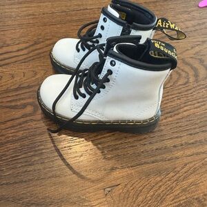 Dr. Martens Kids White and Black Lace-Up Boots